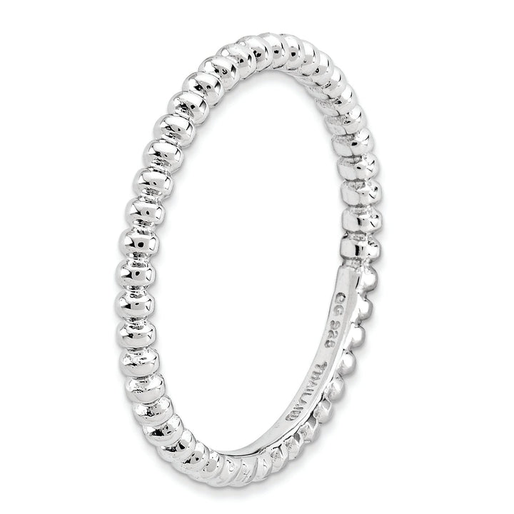 Sterling Silver Rhodium Beaded Ring