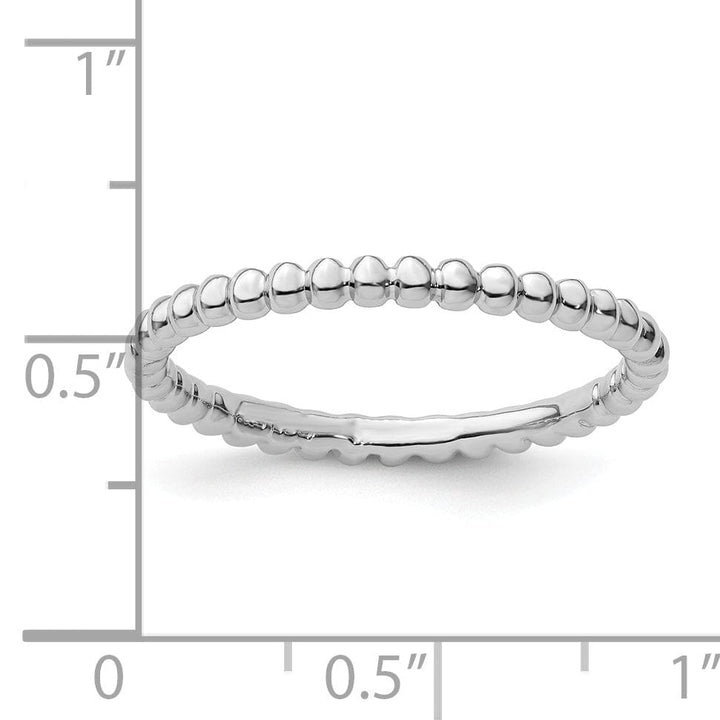 Sterling Silver Rhodium Beaded Ring