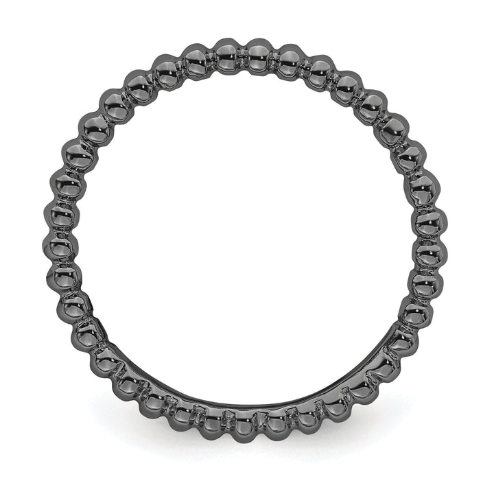 Sterling Silver Black-Plated Beaded Ring