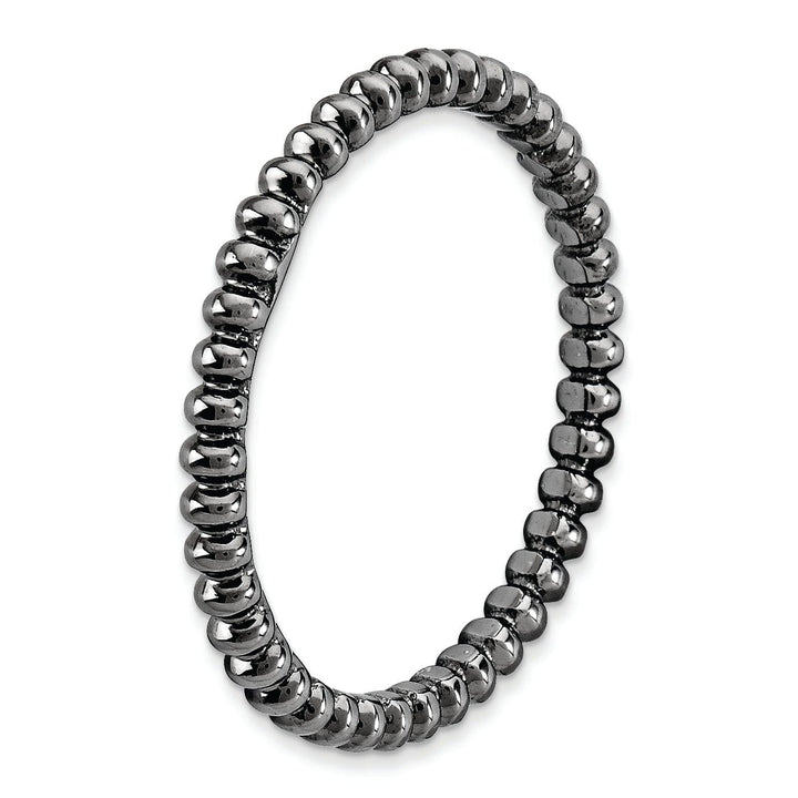 Sterling Silver Black-Plated Beaded Ring