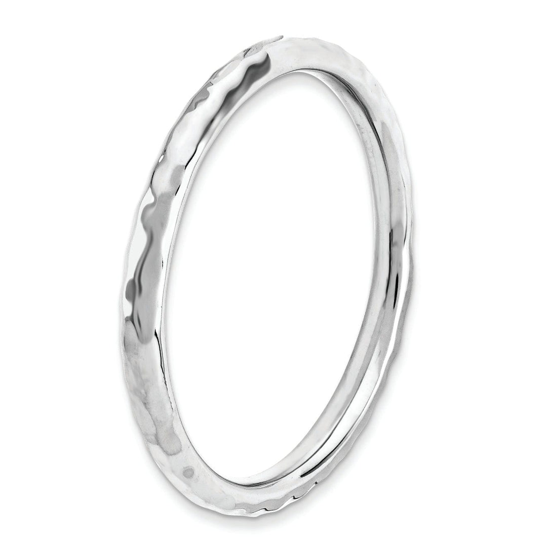 Sterling Silver Rhodium Hammered Ring