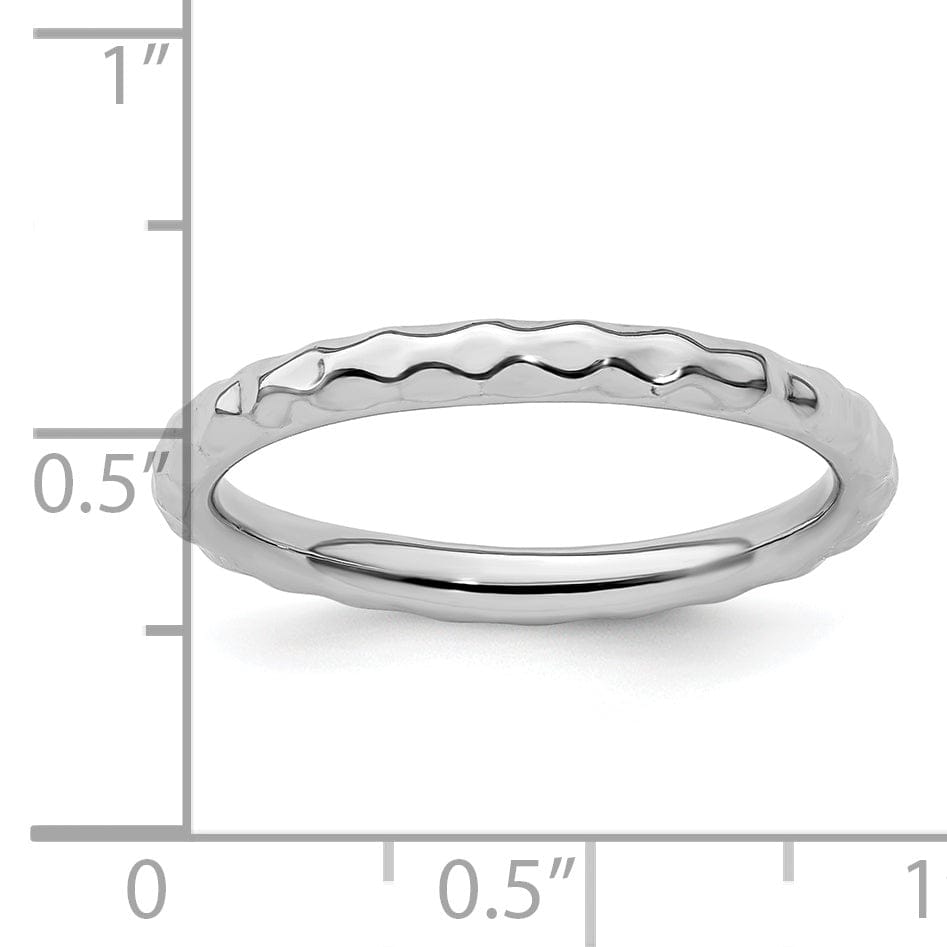 Sterling Silver Rhodium Hammered Ring