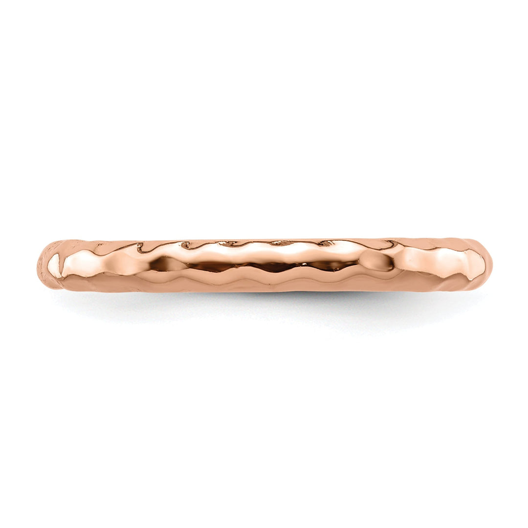 Sterling Silver Pink-Plated Hammered Ring