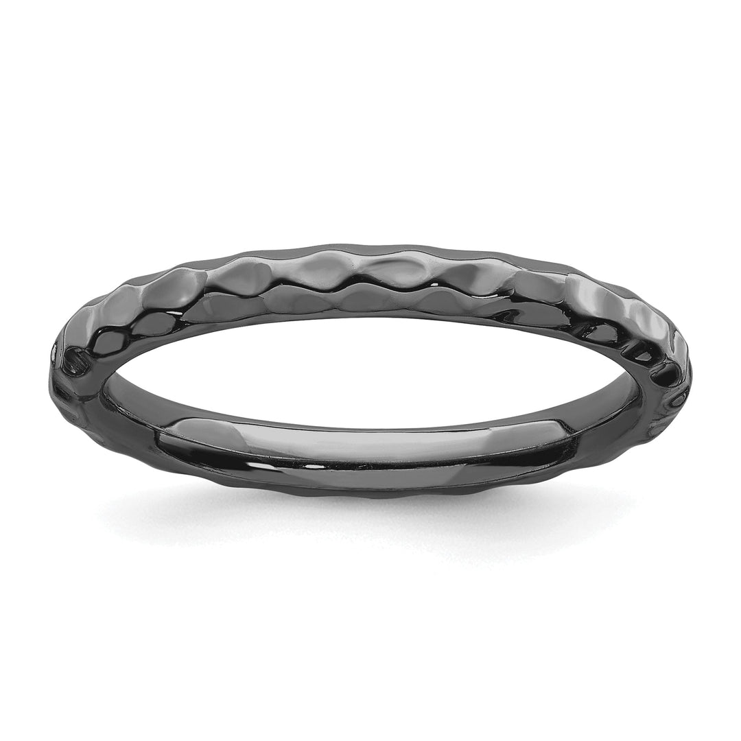 Sterling Silver Black-Plated Hammered Ring
