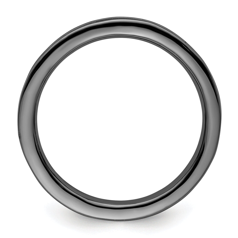 Sterling Silver Black-Plated Grooved Ring