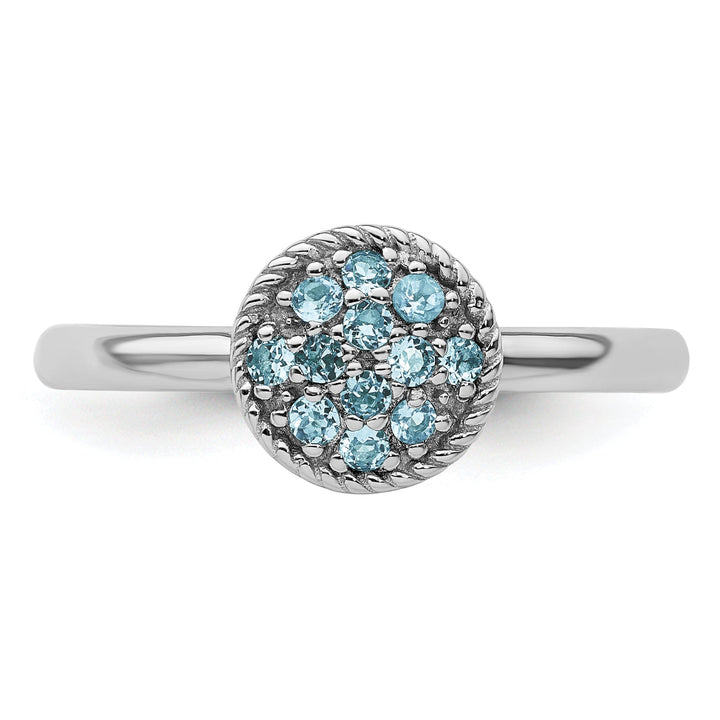 Sterling Silver Blue Topaz Rhodium Ring