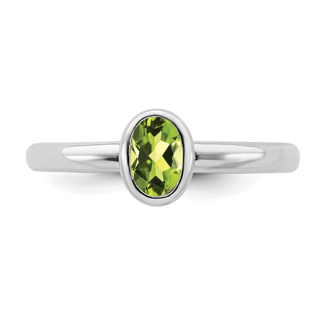 Sterling Silver Oval Peridot Ring