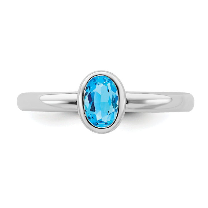 Sterling Silver Oval Blue Topaz Ring