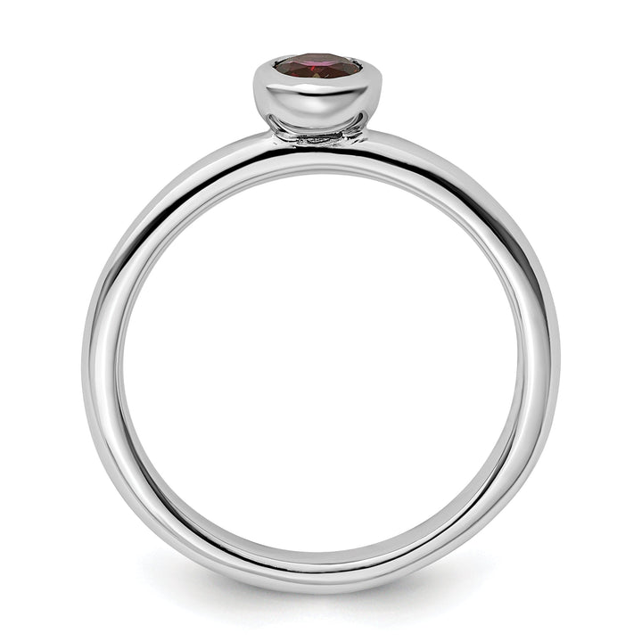 Sterling Silver Low Round Rhodolite Garnet Ring