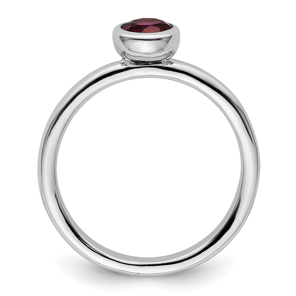 Sterling Silver Low Round Rhodolite Garnet Ring