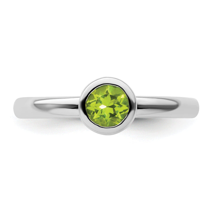Sterling Silver Low 5MM Round Peridot Ring