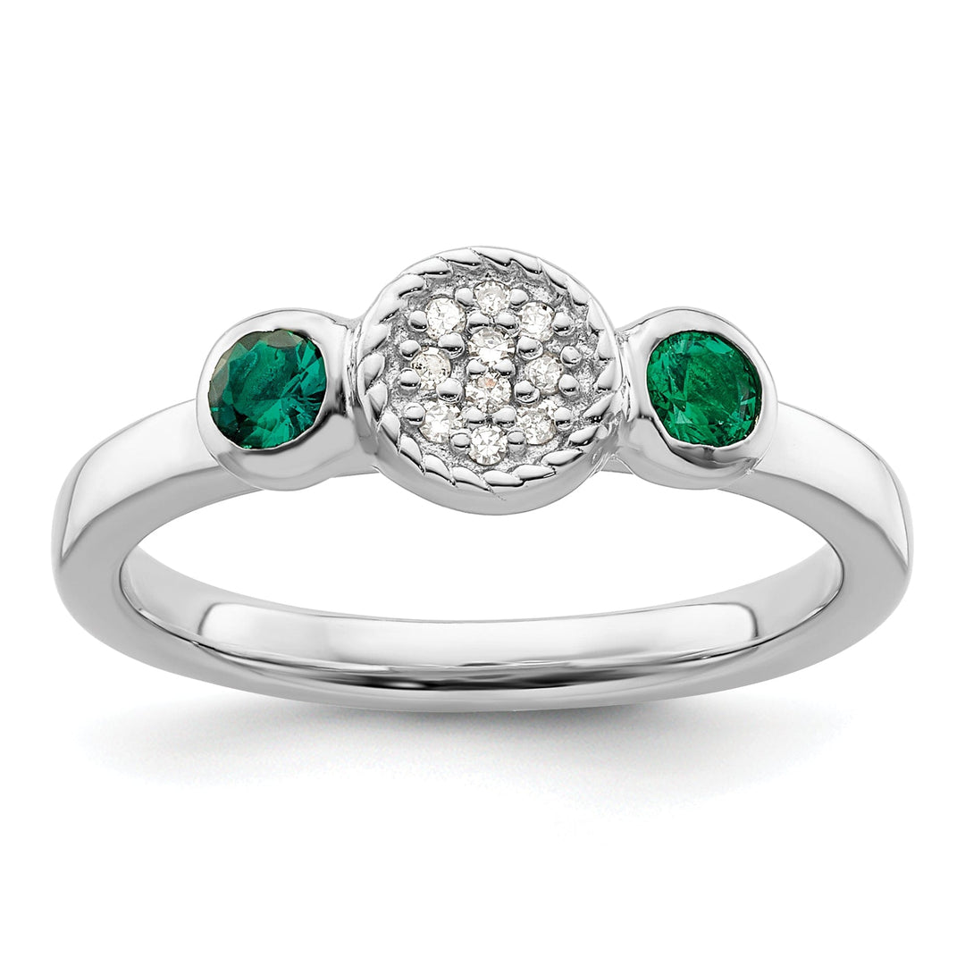 Sterling Silver Stackable Expressions Emerald Ring