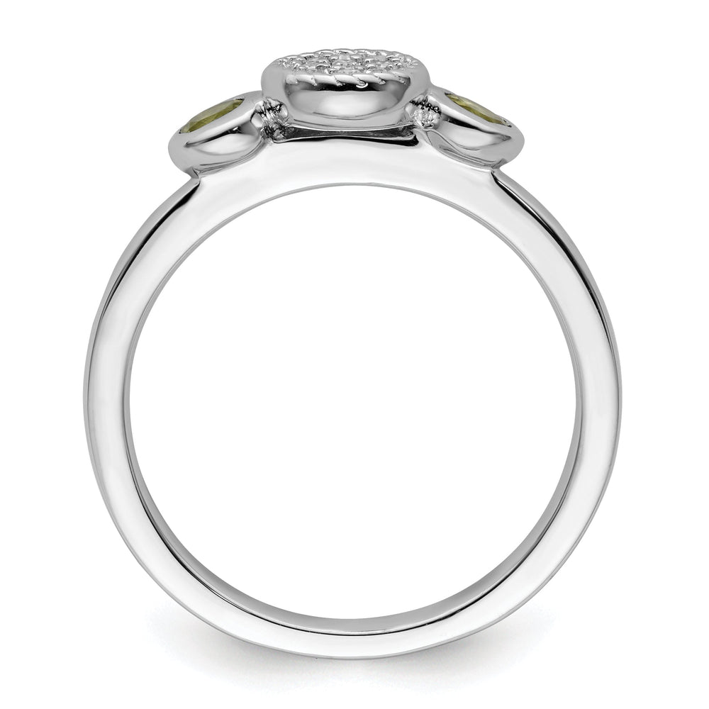 Sterling Silver Double Peridot Diamond Ring