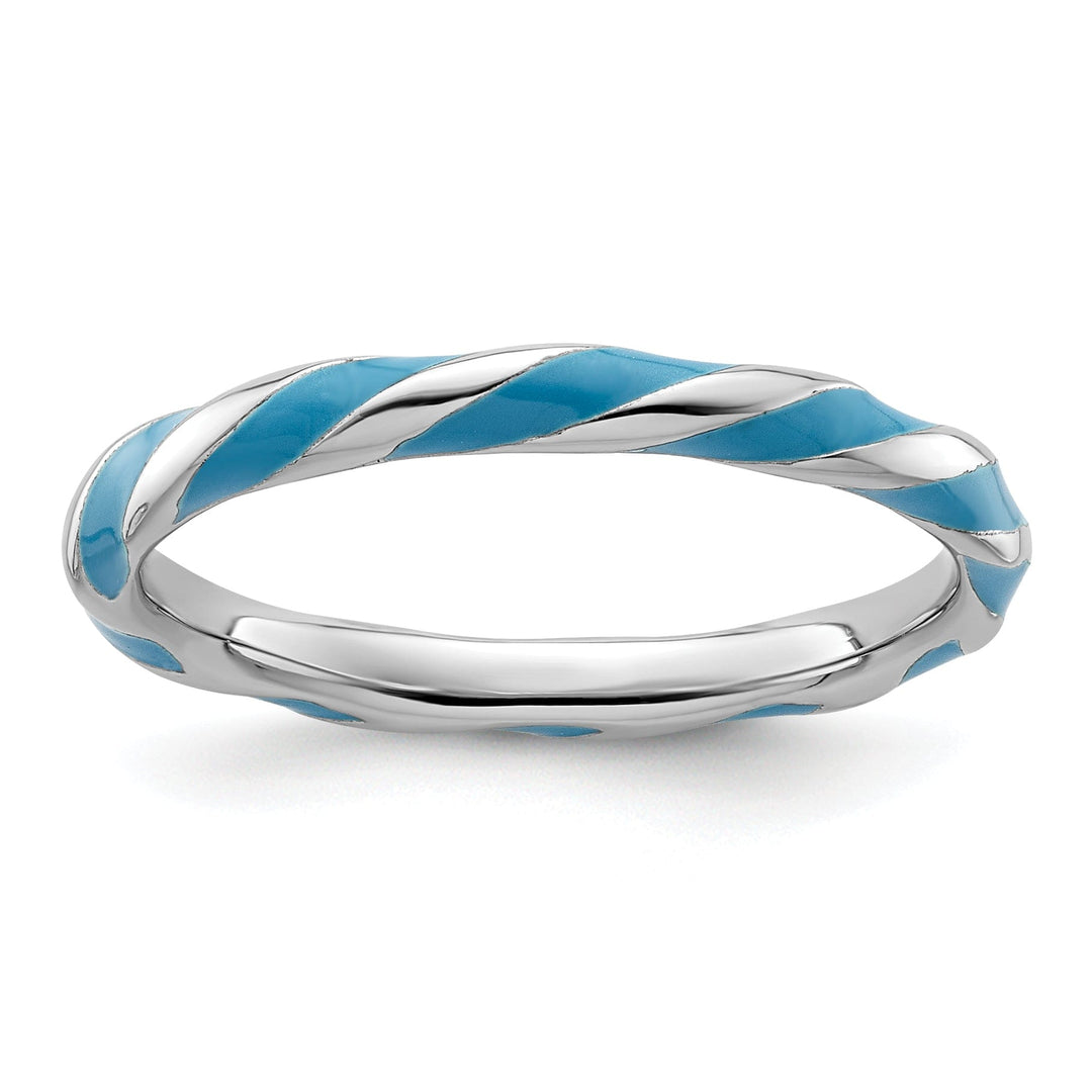 Sterling Silver Blue Enameled Stackable Ring