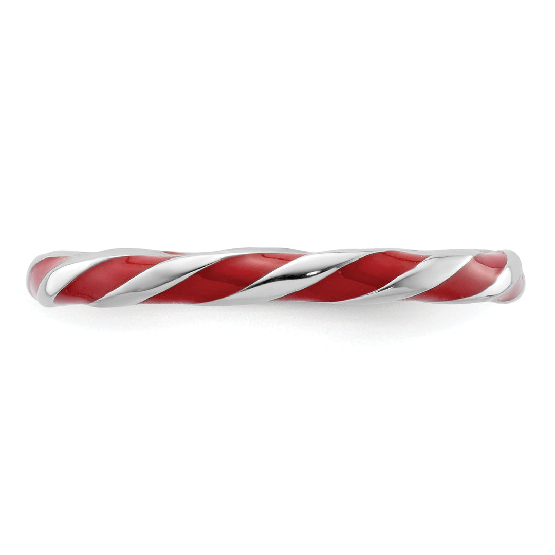 Sterling Silver Red Enameled Stackable Ring
