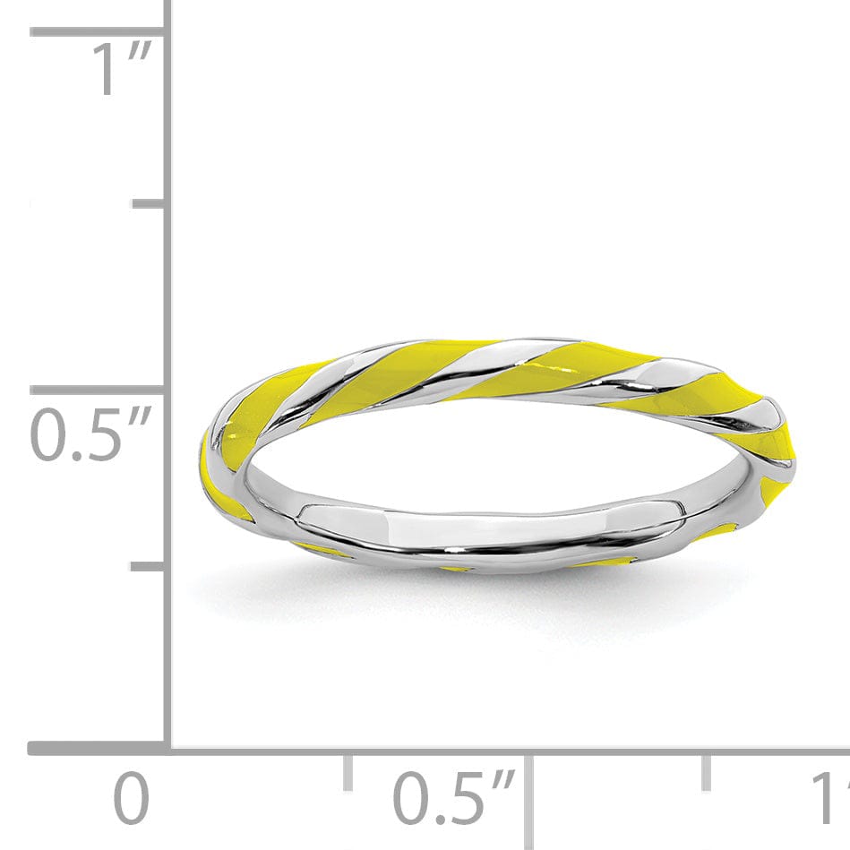 Sterling Silver Yellow Enameled Stackable Ring