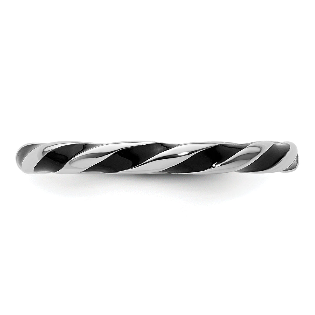 Sterling Silver Black Enameled Stackable Ring