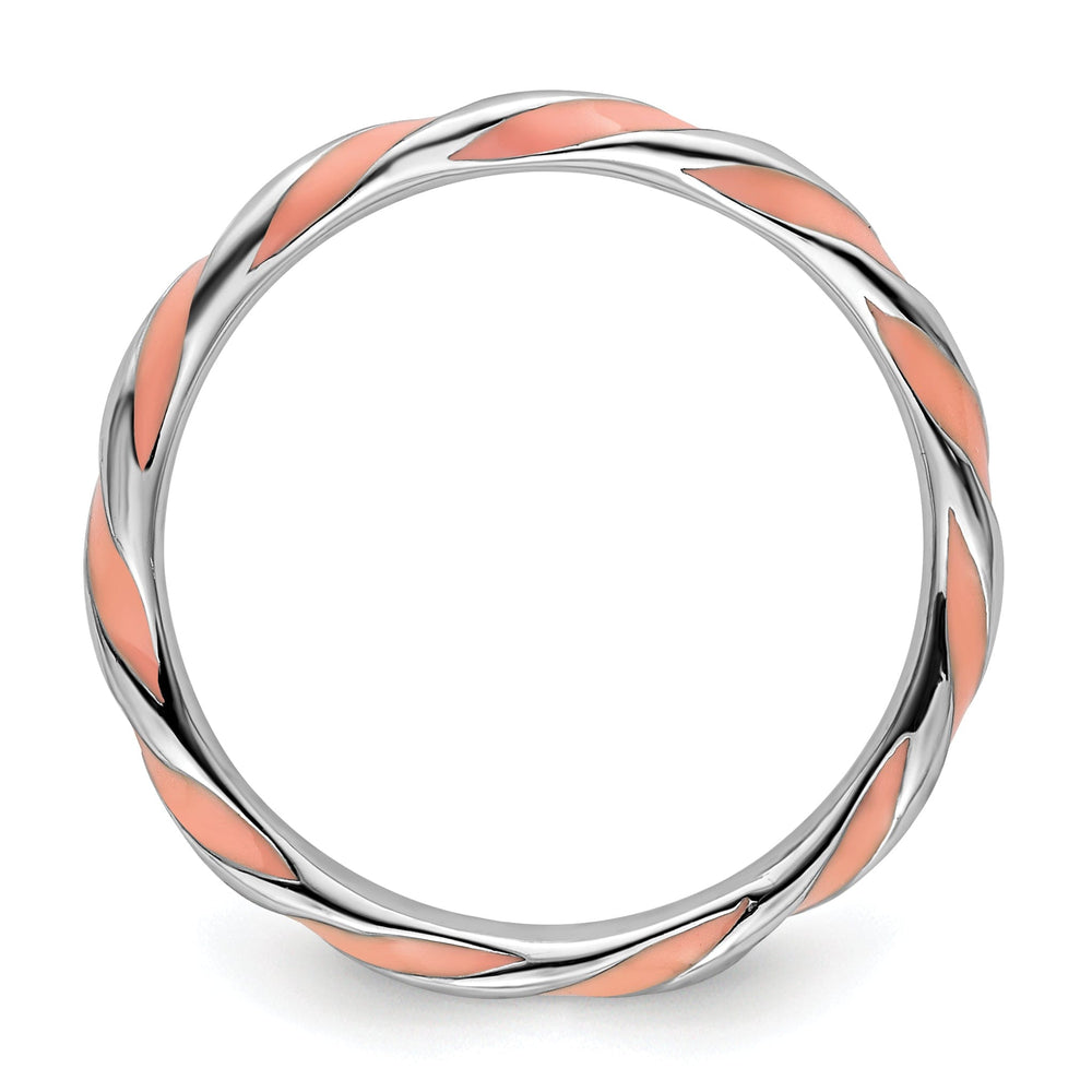 Sterling Silver Pink Enameled Stackable Ring