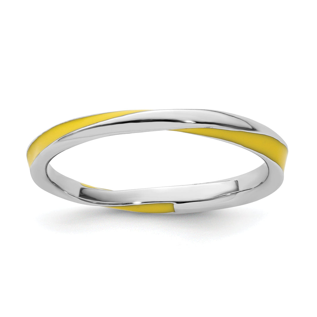 Sterling Silver Yellow Enameled Stackable Ring