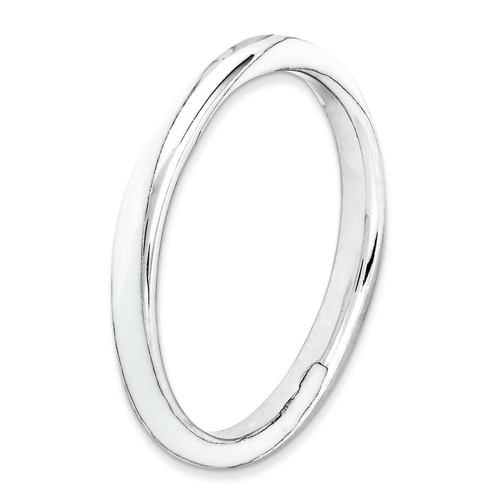 Sterling Silver White Enameled Stackable Ring