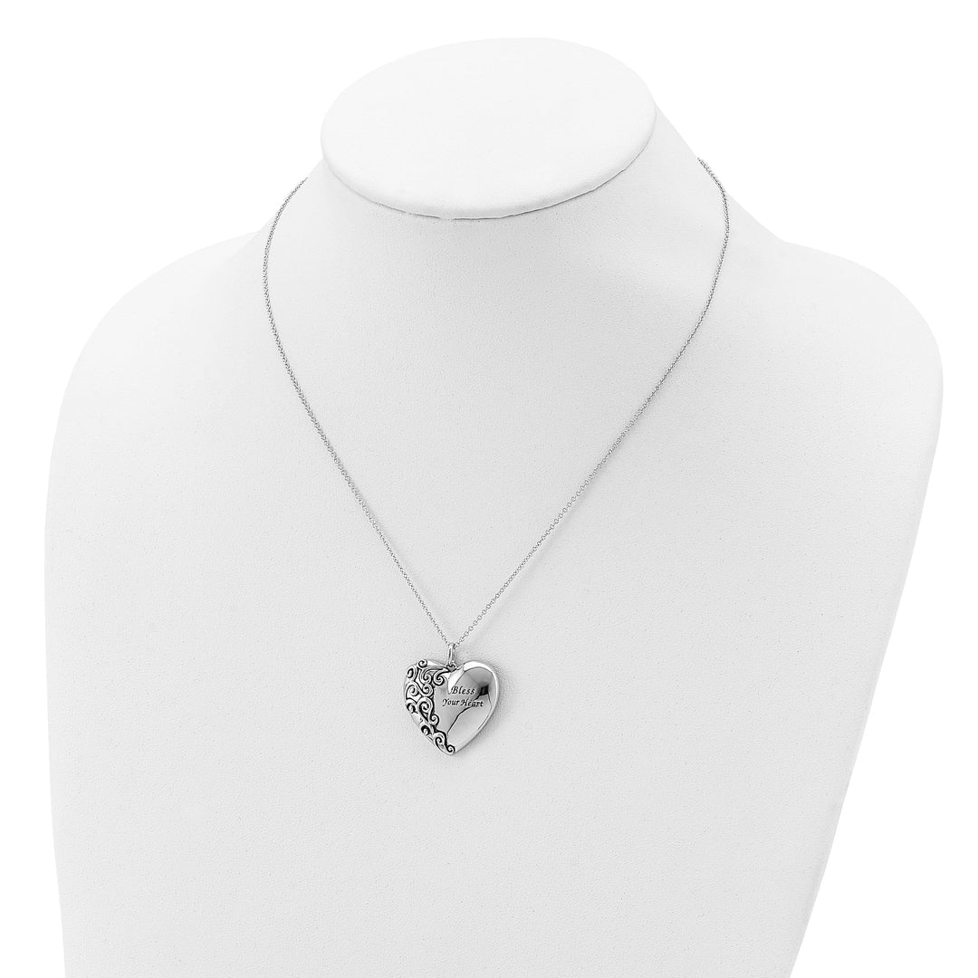 Sterling Silver Bless Your Heart Necklace