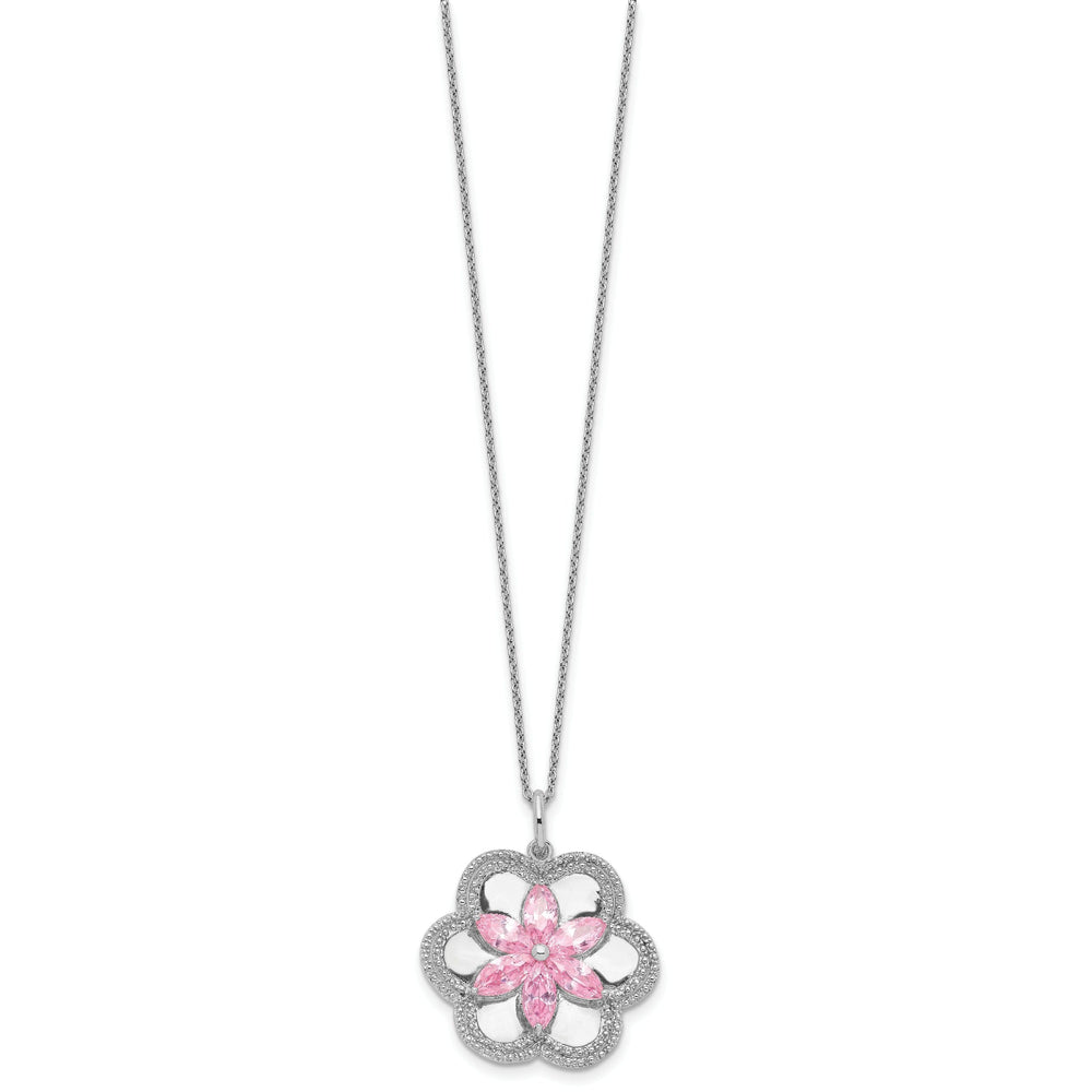 Sterling Silver Pretty Pk Flower Necklace