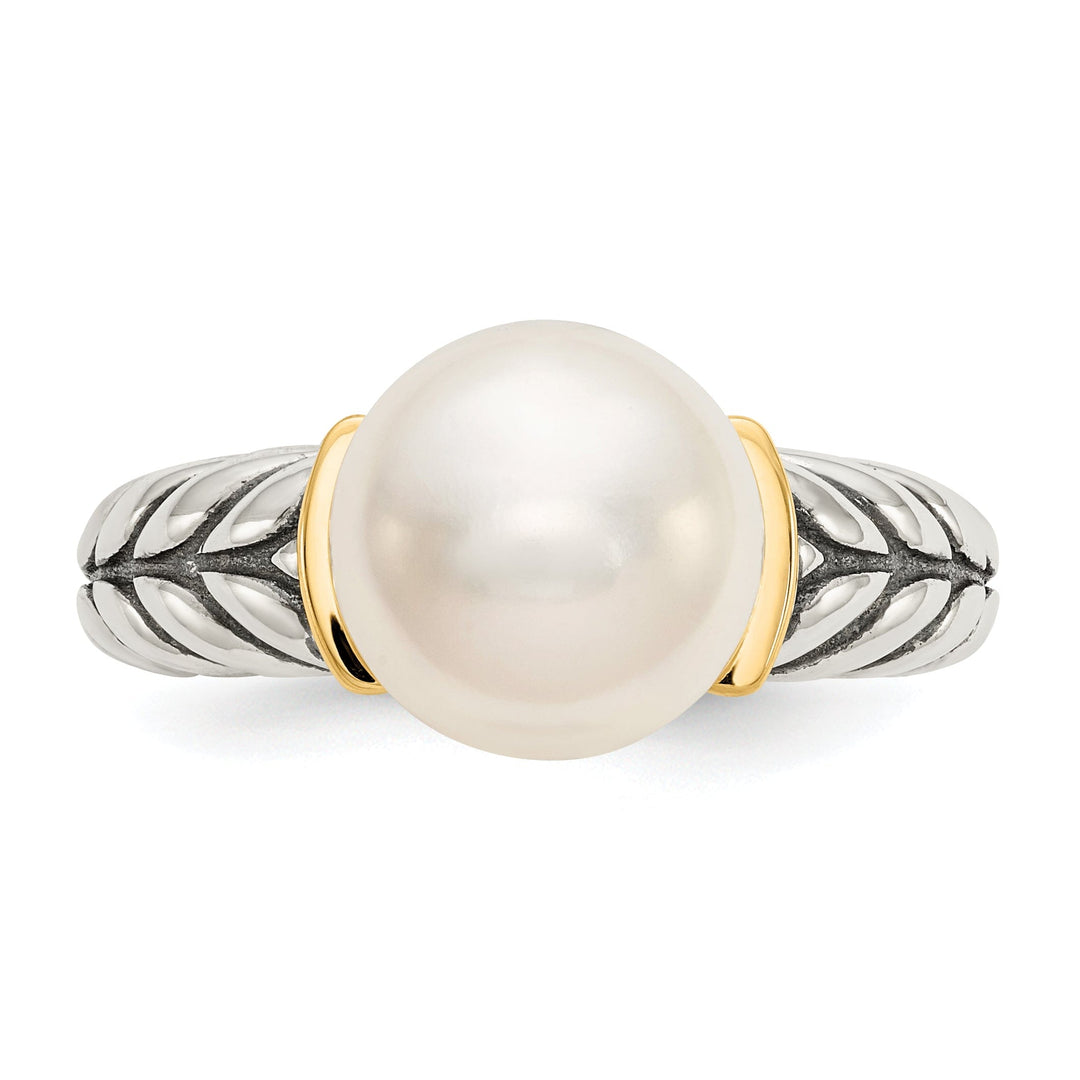 Sterling Silver Gold Pearl Ring