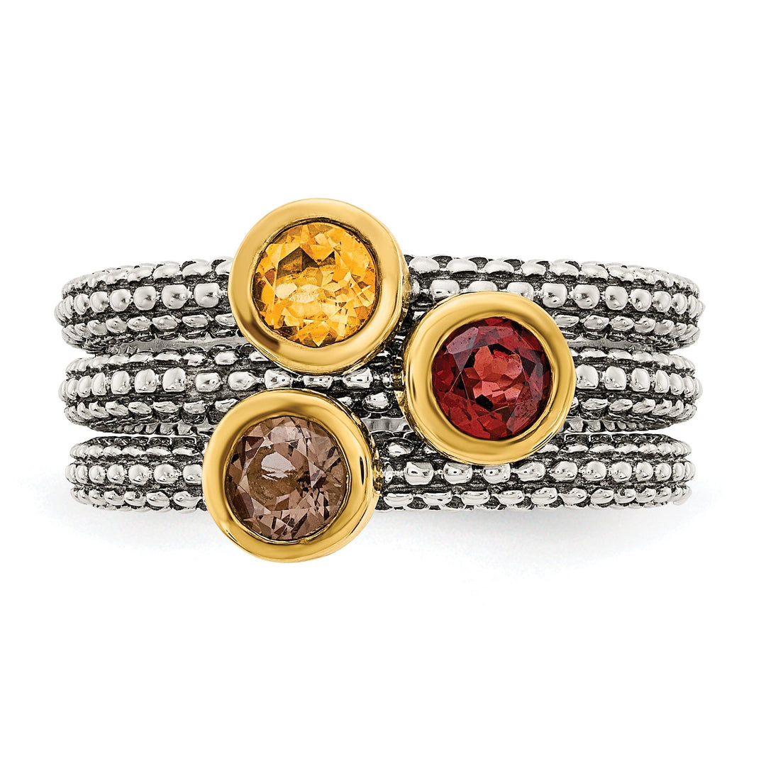 Sterling Silver Gold-plated Gemstone Rings
