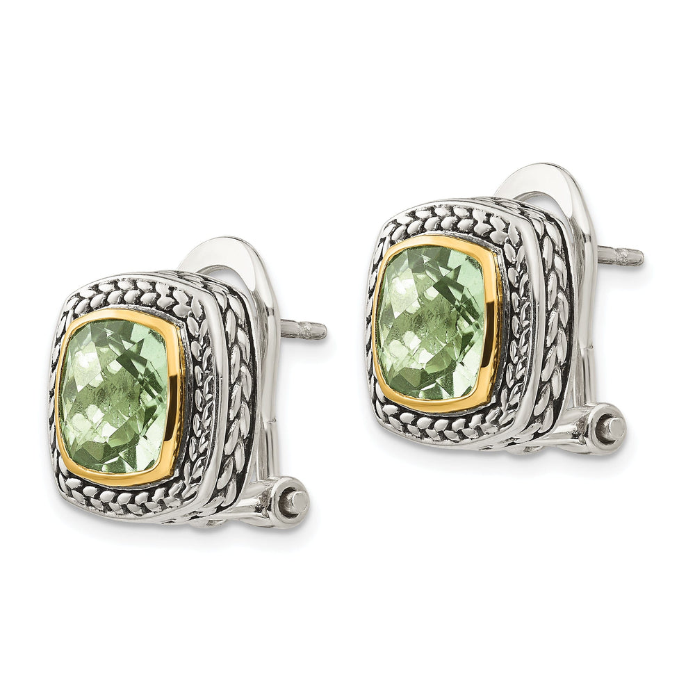 Sterling Silver Gold Green Amethyst Earrings