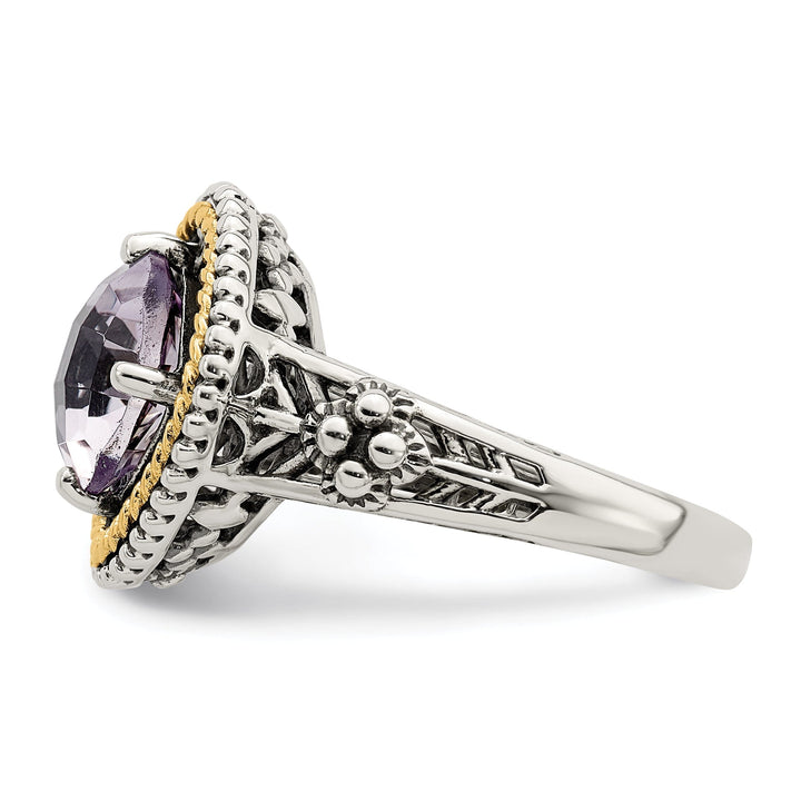 Sterling Silver Gold Pink Amethyst Ring