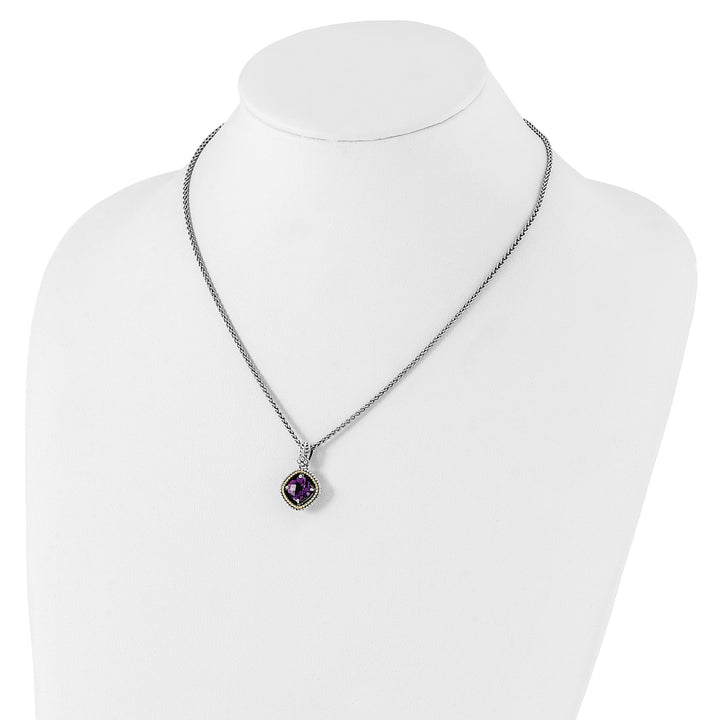 Sterling Silver Gold Amethyst 18 Necklace