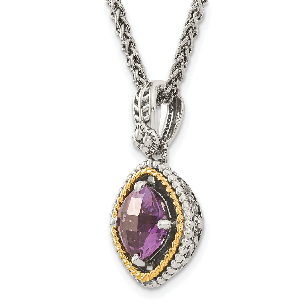 Sterling Silver Gold Amethyst 18 Necklace