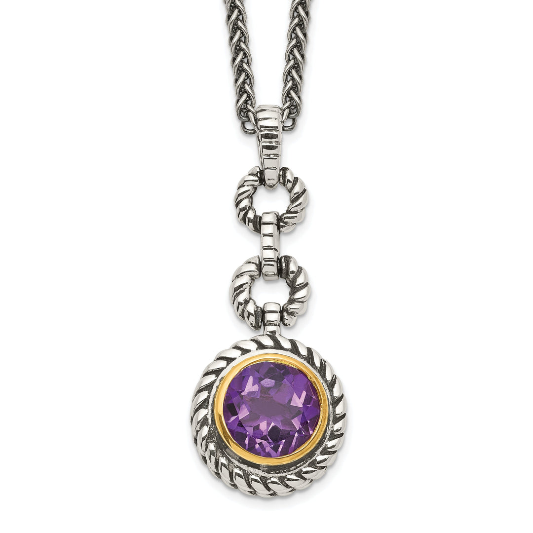 Sterling Silver Gold accent 1.60 Amethyst 18