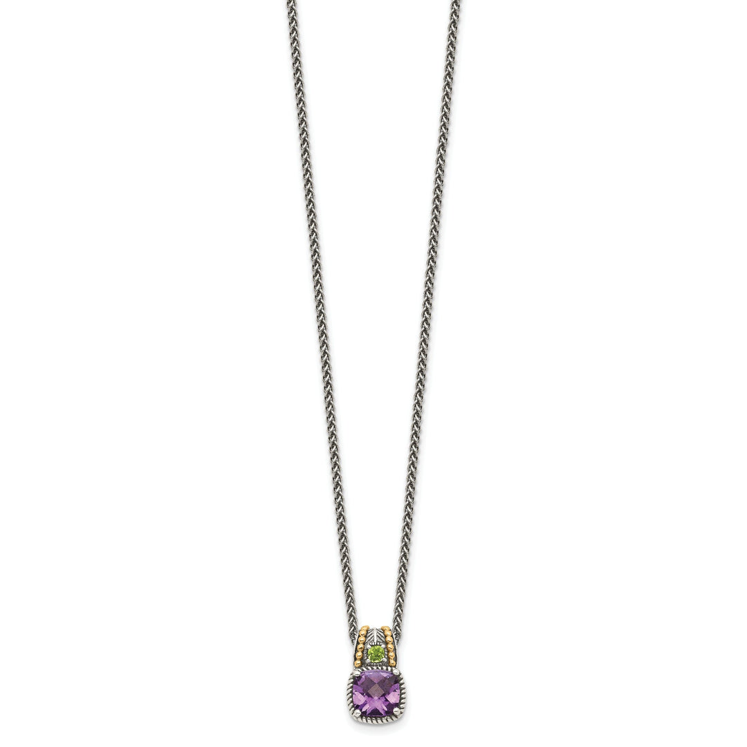 Sterling Silver Gold Amethyst Peridot Necklace