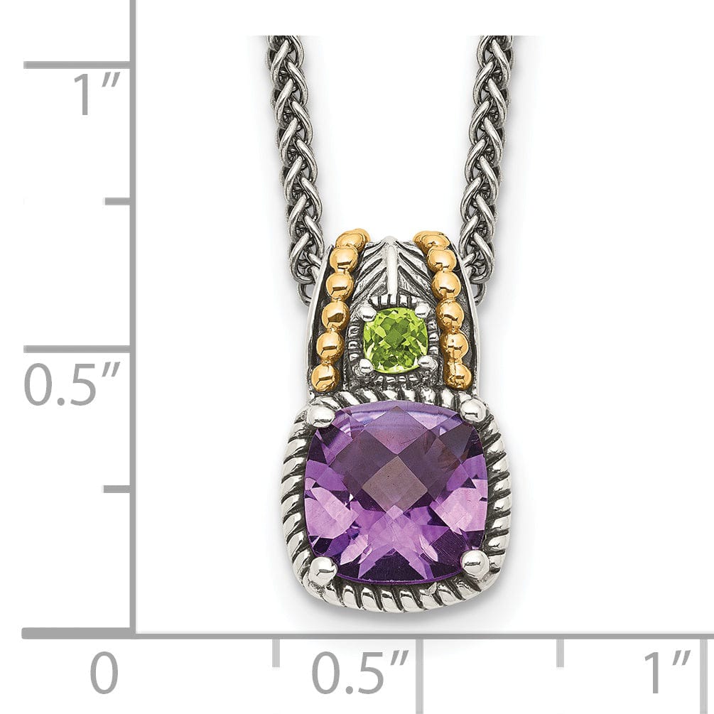 Sterling Silver Gold Amethyst Peridot Necklace