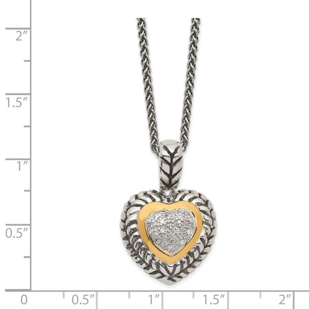 Sterling Silver Gold Diamond Heart 18 Necklace