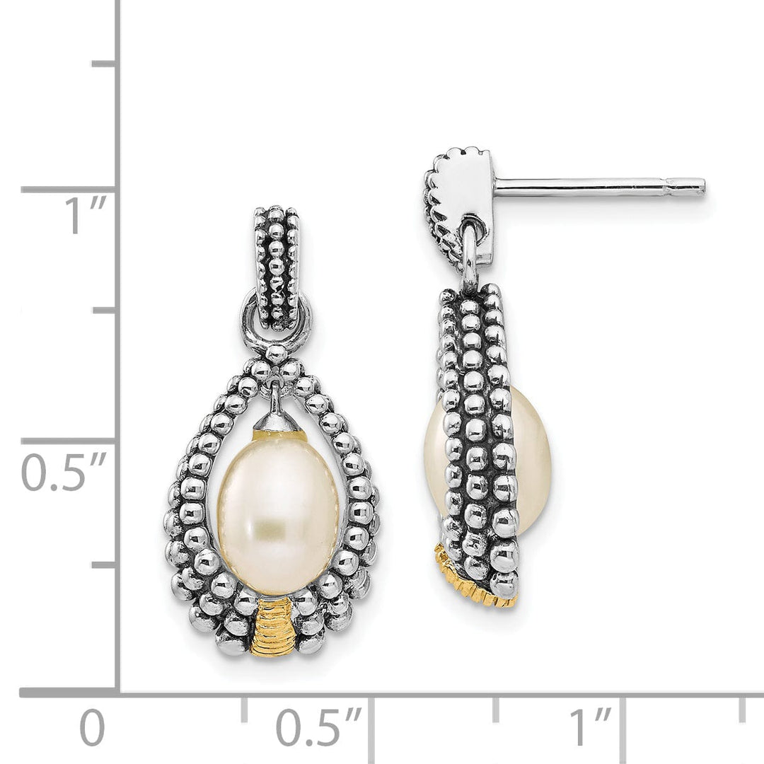 Sterling Silver Gold Pearl Drop Earrings