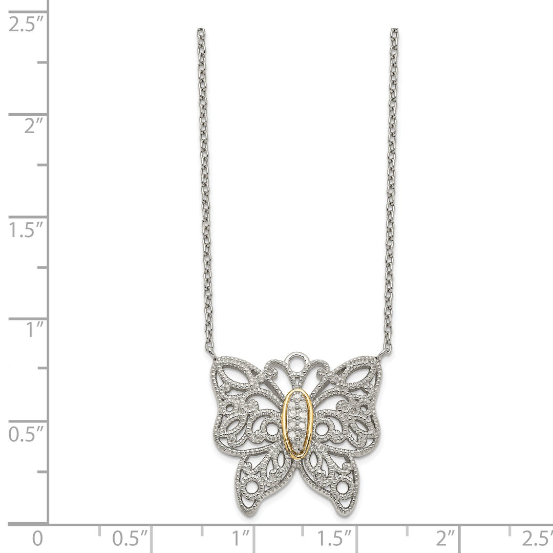 Sterling Silver Gold Diamond Necklace