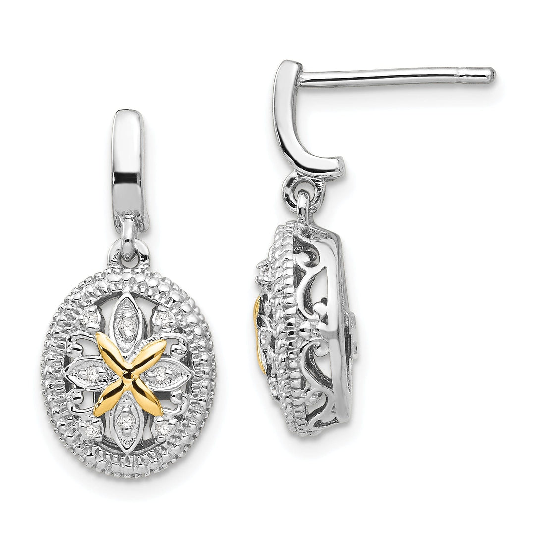 Sterling Silver Gold Diamond Earrings
