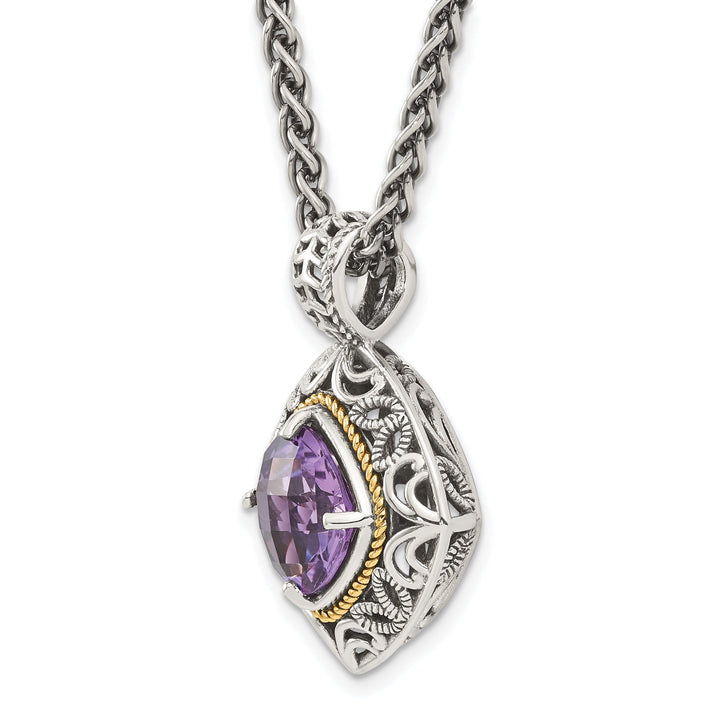 Sterling Silver Gold Amethyst Necklace