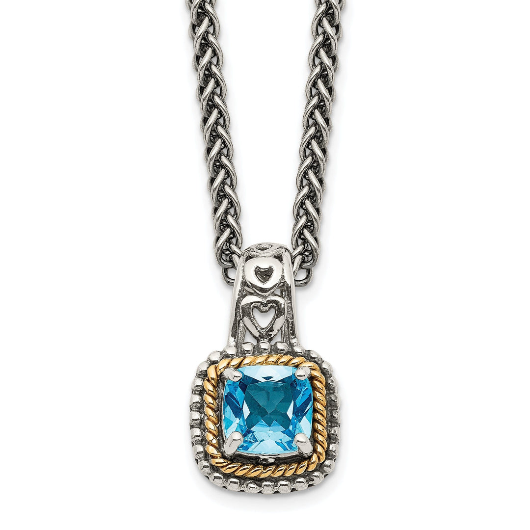 Sterling Silver Gold Blue Topaz Necklace