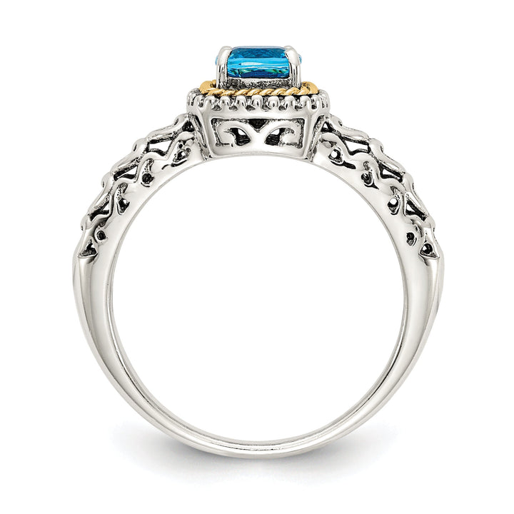 Sterling Silver Gold Blue Topaz Ring