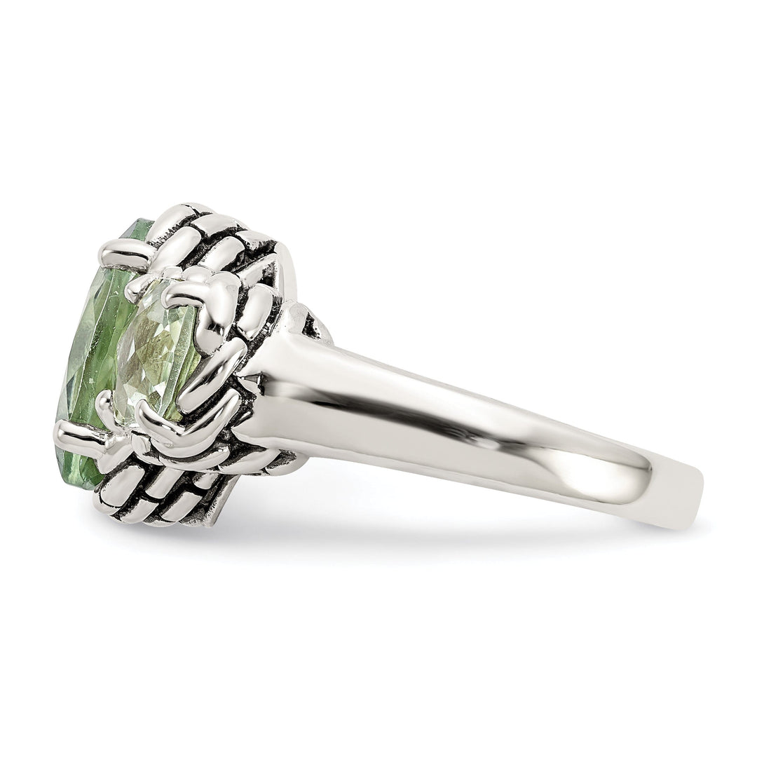 Sterling Silver 5.15 Green Amethyst Ring