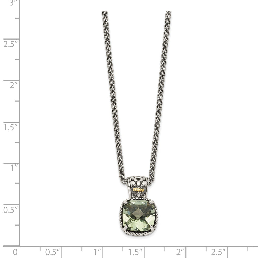 Sterling Silver Gold Green Quartz Necklace
