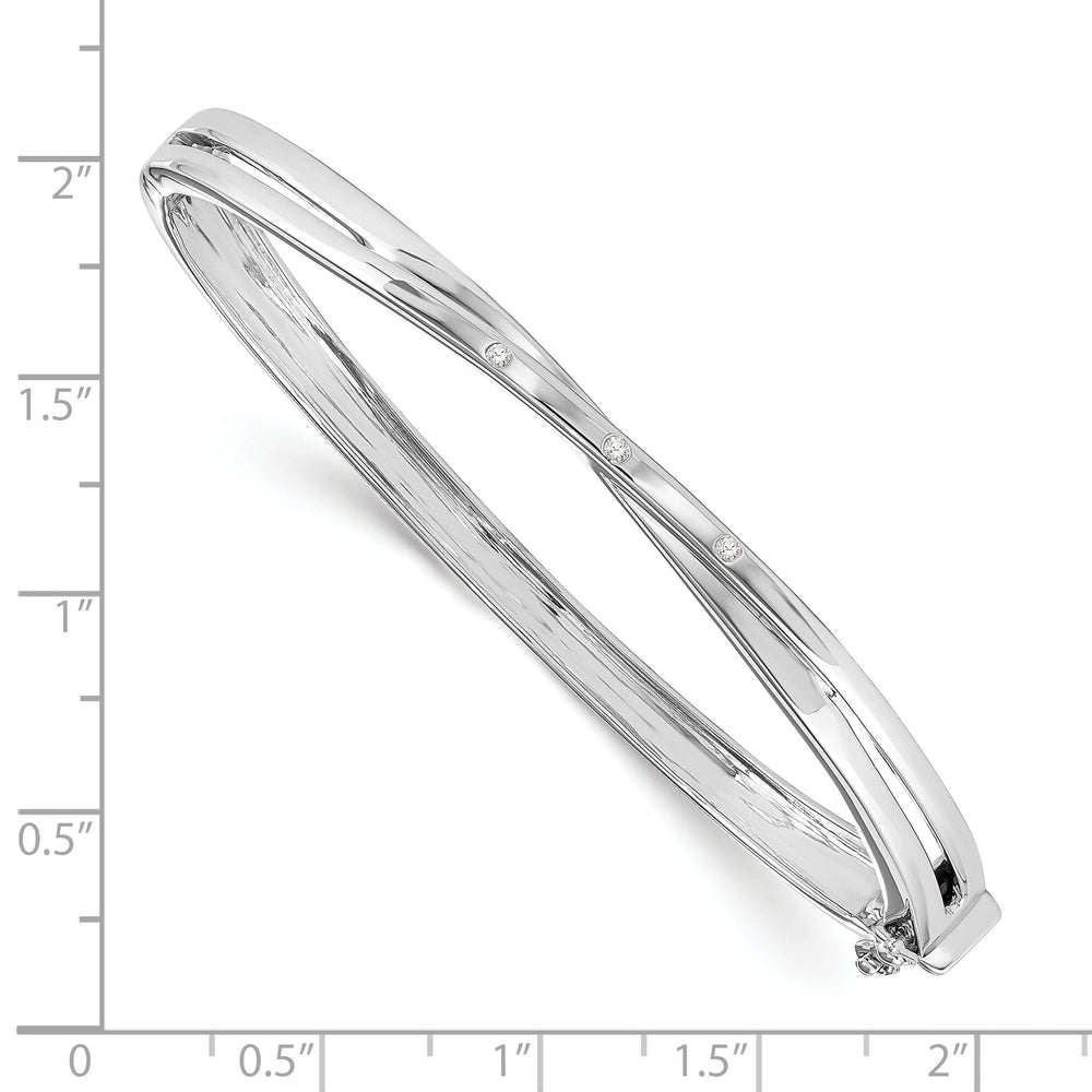 Silver Diamond Crossover Bangle Bracelet