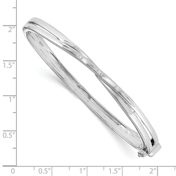 Silver Diamond Crossover Bangle Bracelet