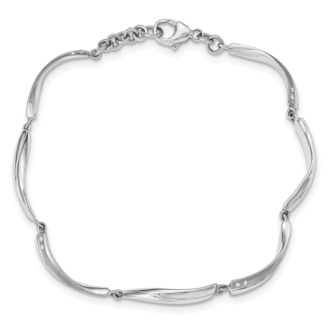 Silver Polish Satin Diamond White Ice Bracelet