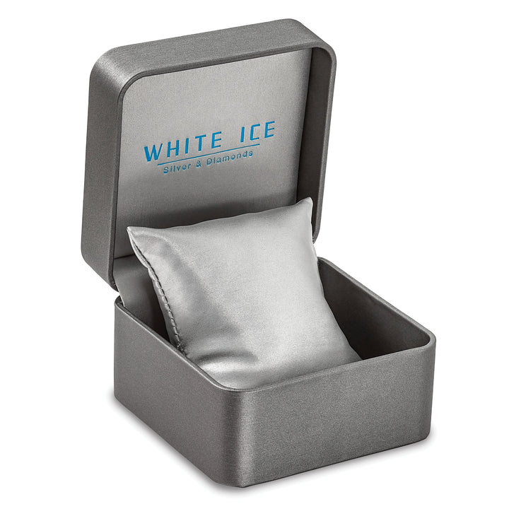 Silver Polished Diamond White Ice Bangle