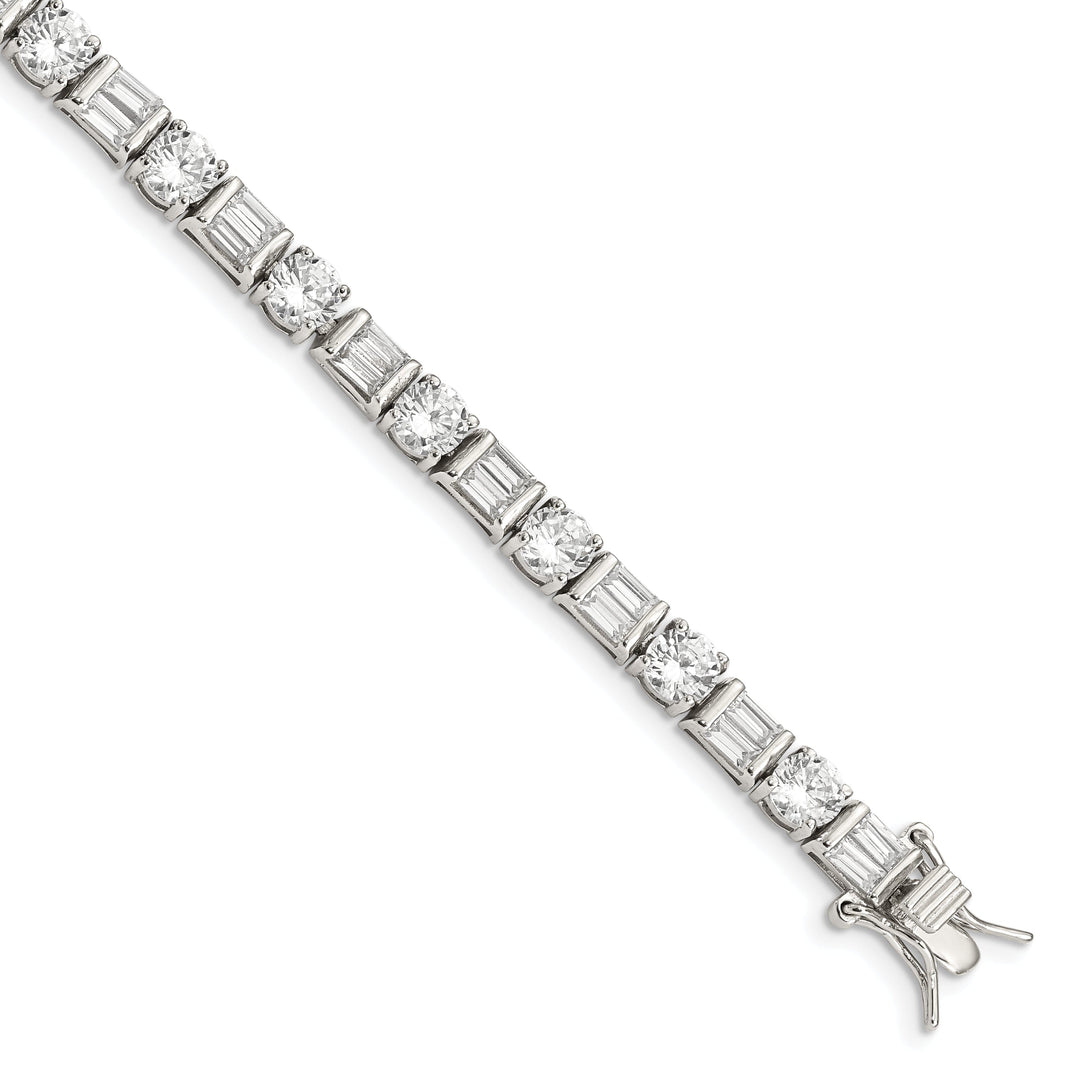 Silver Polished Cubic Zirconia Bracelet