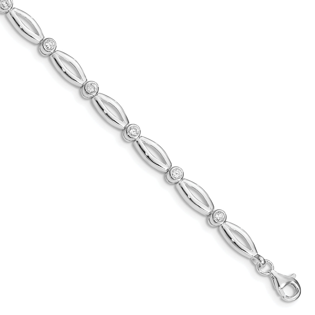 Silver Polished Fancy Cubic Zirconia Bracelet
